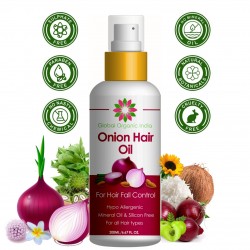 Global Organic India Onion Black Seed Hair Oil For Hair Growth | Hair Fall Control 200 ML