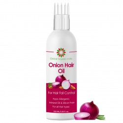 Global Organic India Onion Hair Oil 100 ml with comb applicator