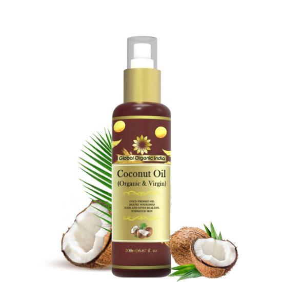 Global Organic India Cold Pressed Coconut Oil For Hair and Skin - 100% Pure  & Natural,