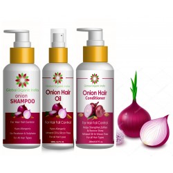 Global Organic India Onion Shampoo + Onion Conditioner + Onion Oil